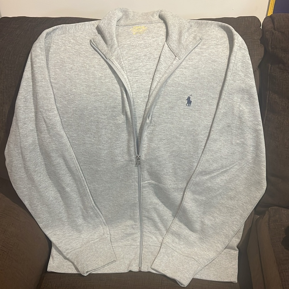 Polo by Ralph Lauren Men's Gray Full-Zip Double Knit Jacket - Picture 3 of 7